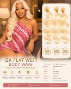 12A 613 blonde flat weft body wave human hair bundles guide