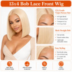 13x4 613 blonde bob human hair wig pre plucked hairline detail
