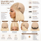 13x4 613 blonde bob lace front wig 4 inch parting detail