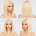 13x4 613 Blonde Straight Bob Human Hair Wig HD Lace Pre-Plucked Glueless Cap