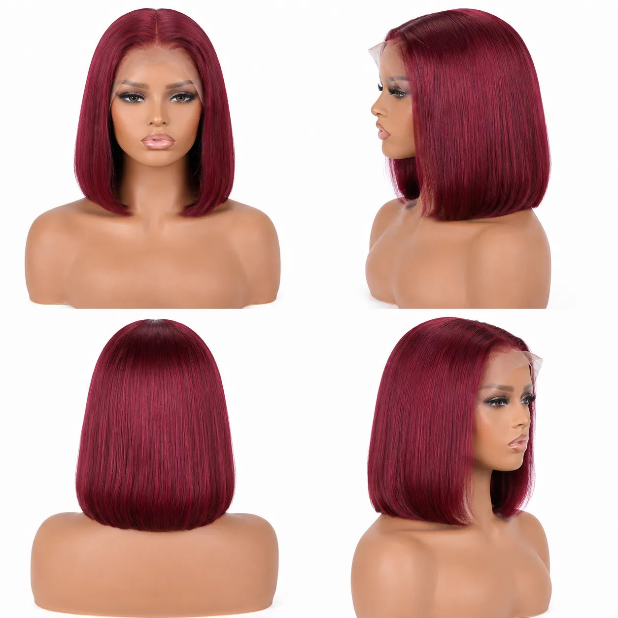 13x4 Straight Bob Virgin Human Hair Lace Front Wig with Transparent Lace