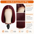 13x4 Straight Bob Virgin Human Hair Lace Front Wig with Transparent Lace