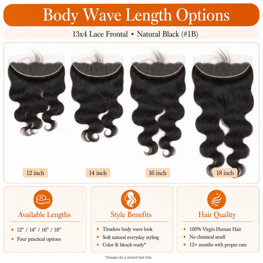 13x4 body wave lace frontal human hair length options
