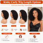 13x4 Kinky Curly Bob Lace Front Wig 100% Human Hair Pre-Plucked Glueless