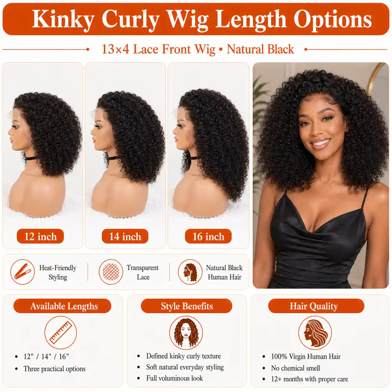 13x4 Kinky Curly Bob Lace Front Wig 100% Human Hair Pre-Plucked Glueless