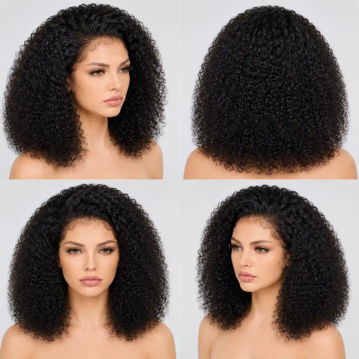 13x4 Kinky Curly Bob Lace Front Wig 100% Human Hair Pre-Plucked Glueless