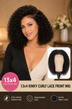 13x4 Kinky Curly Bob Lace Front Wig 100% Human Hair Pre-Plucked Glueless
