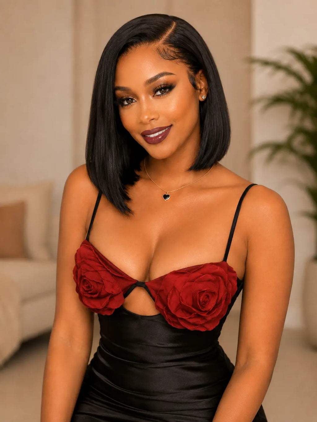 13x4 Natural Black Straight Bob Human Hair Wig HD Lace Glueless Cap
