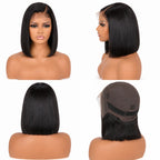 13x4 Natural Black Straight Bob Human Hair Wig HD Lace Glueless Cap