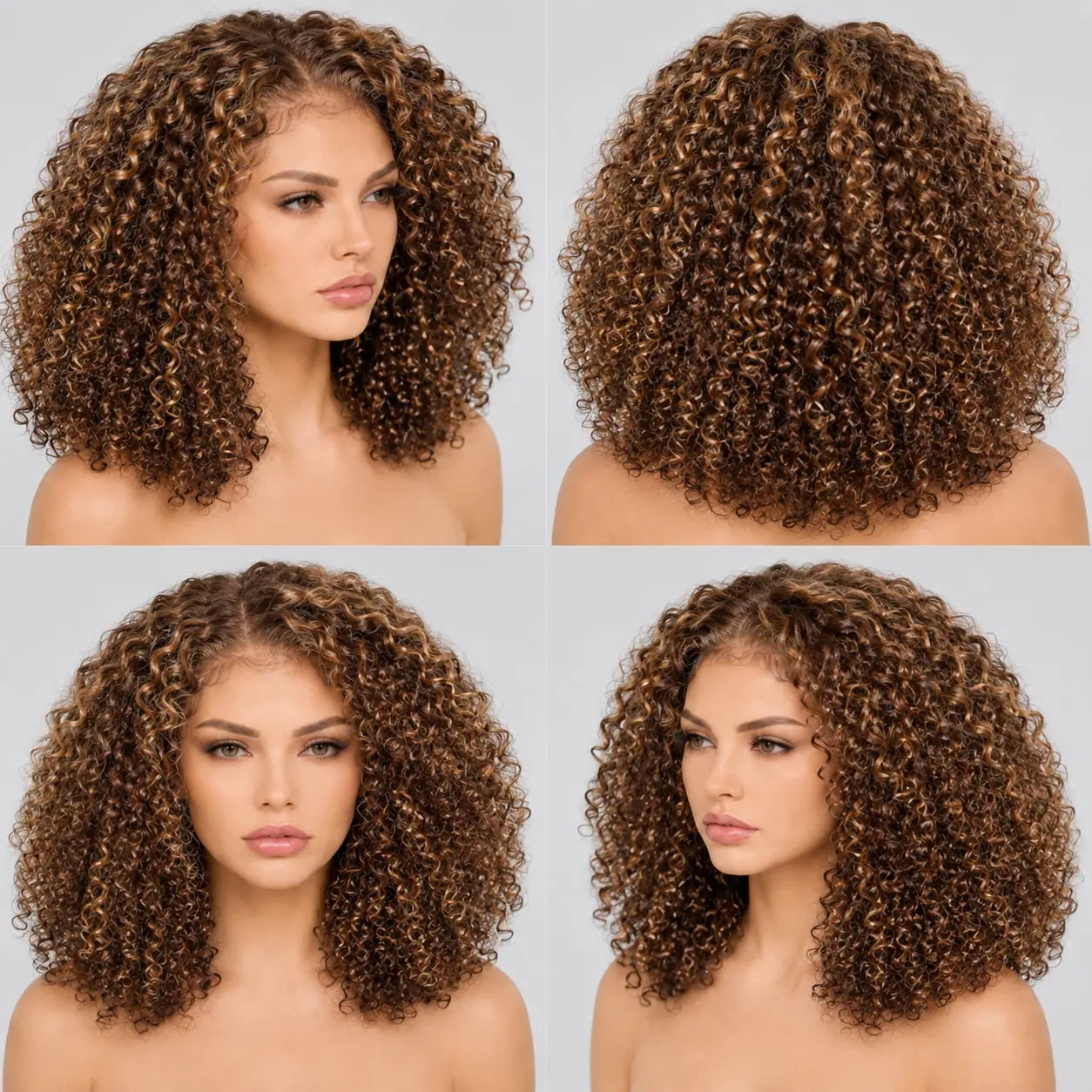 13x4 Kinky Curly Bob Lace Front Wig 100% Human Hair Pre-Plucked Glueless