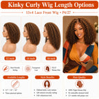 13x4 Kinky Curly Bob Lace Front Wig 100% Human Hair Pre-Plucked Glueless