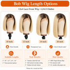 13x4 Straight Bob Lace Front Human Hair Wig with Transparent Lace