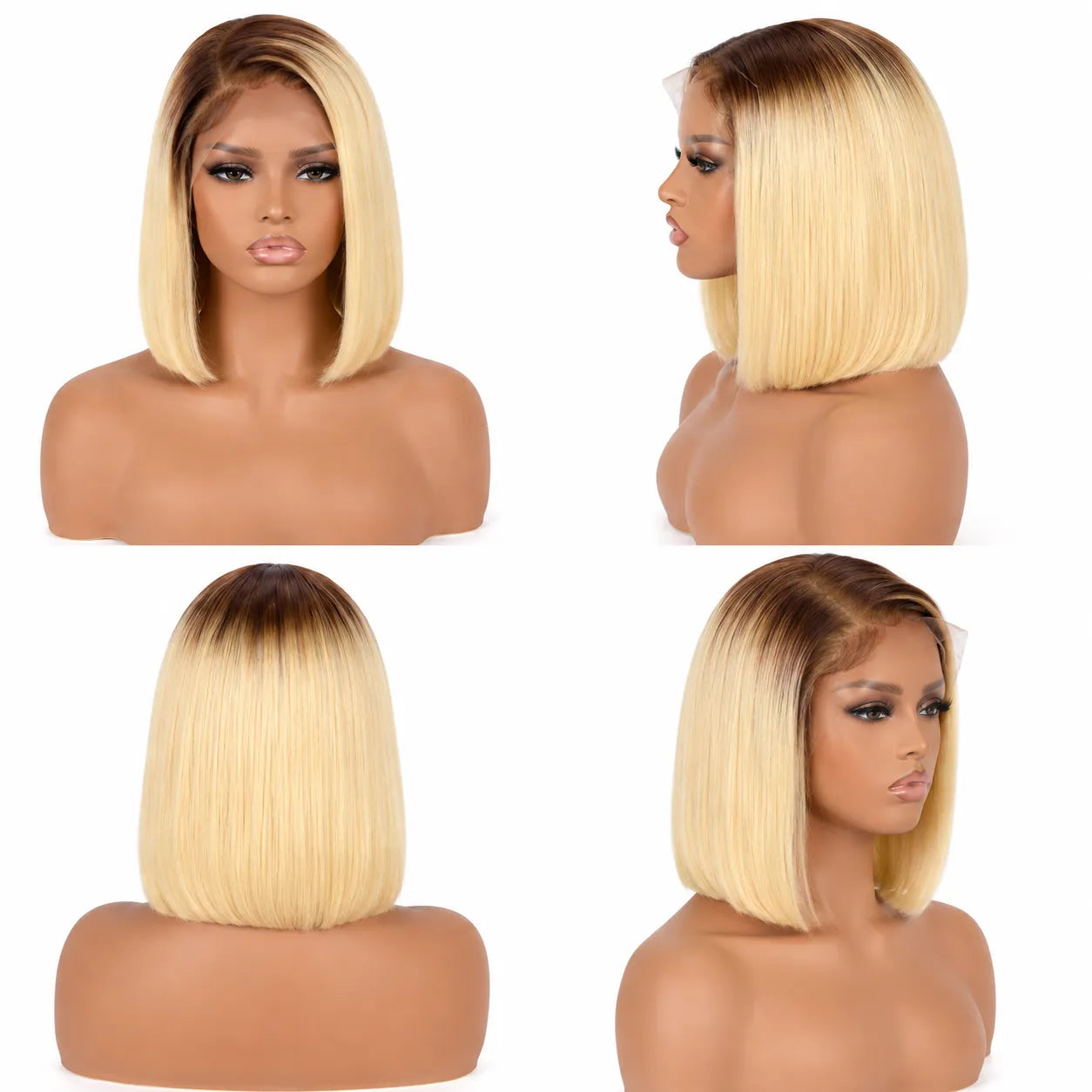 13x4 Straight Bob Lace Front Human Hair Wig with Transparent Lace