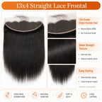 13x4 straight lace frontal human hair product details and lace infographic