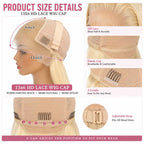 13x6 HD Lace Front Wig 100% Human Hair #613 Blonde Straight 180% Density Glueless