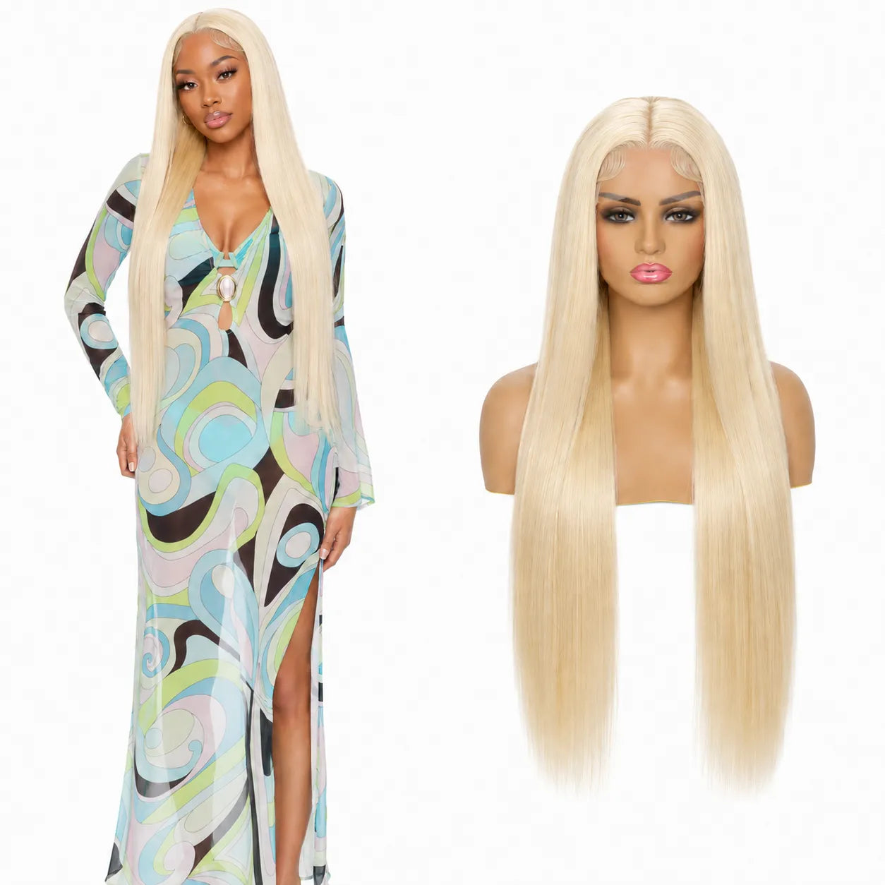 13x6 HD Lace Front Wig 100% Human Hair #613 Blonde Straight 180% Density Glueless