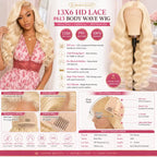 13x6 HD Lace Body Wave Wig 100% Human Hair #613 Blonde Glueless