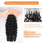 Boho Feather Extensions Human Hair Crochet Hair Burmese Curly Pre-Separated Strands