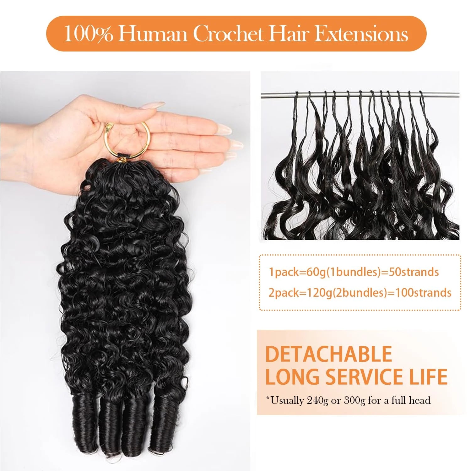 Boho Feather Extensions Human Hair Crochet Hair Burmese Curly Pre-Separated Strands