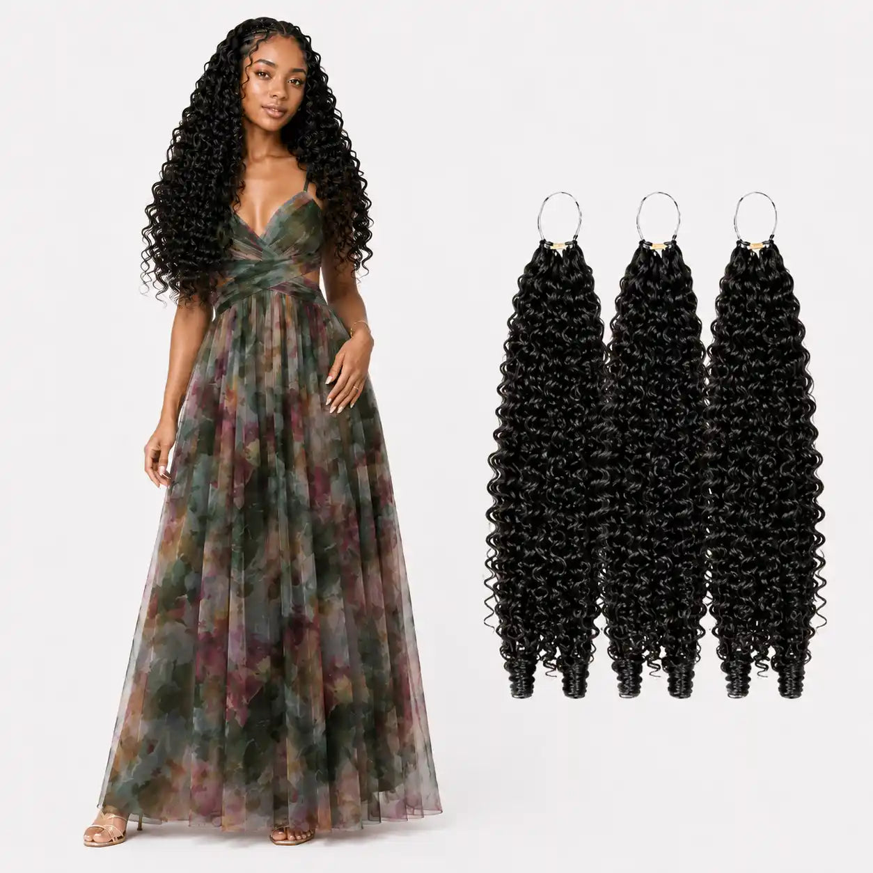 Boho Feather Extensions Human Hair Crochet Hair Burmese Curly Pre-Separated Strands