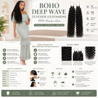Boho Deep Wave Feather Extensions 100% Human Hair Pre-Separated Invisible String Strands