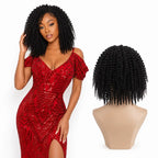 Burmese Curly Half Wig 100% Human Hair Black Beginner-Friendly 16-24 Inch
