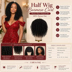 Burmese Curly Half Wig 100% Human Hair Black Beginner-Friendly 16-24 Inch
