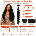 Loose deep wave human hair bundles length options from 12 to 30 inches