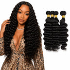 Loose deep wave virgin human hair bundles on white background