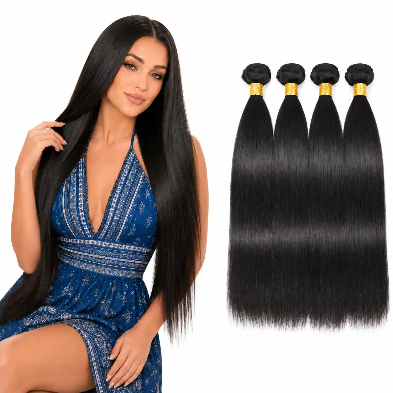 12A Straight Human Hair Bundles Double Weft